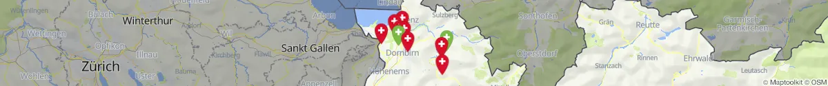 Kartenansicht für Apotheken-Notdienste in der Nähe von Bregenz (Vorarlberg)